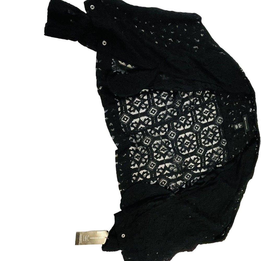 INC International Concepts Women's Deep Black Lace  Jacket  Size X Small Zipper - Picture 8 of 14